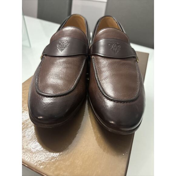 Gucci Men Auth G 8.5 US 9 Brown Leather Loafers Dress Shoes main image 5